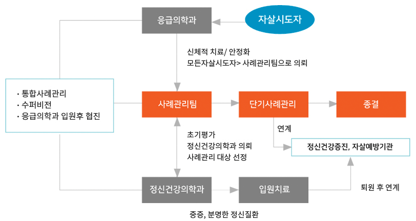 응급실 자살시도자 사후관리사업 도식화