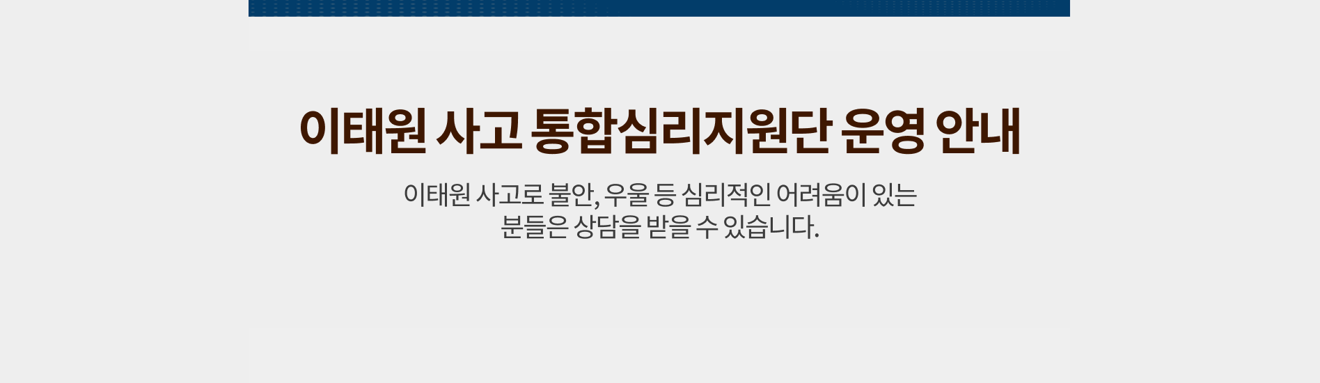 이태원 사고 통합심리지원단 운영 안내